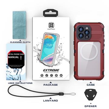 iPhone 16 Pro Max Shellbox M Series IP68 vandtæt cover - dykkercover med MagSafe-kompatibilitet - rød