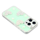 iPhone 16 Pro Max Funklende Kærlighed og Perle Hybrid Cover - Grøn