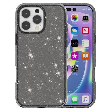 iPhone 16 Pro Max Stylish Glitter Series Hybrid Cover - Sort