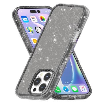 iPhone 16 Pro Max Stylish Glitter Series Hybrid Cover - Sort