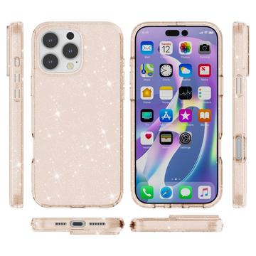 iPhone 16 Pro Max Stylish Glitter Series Hybrid Cover - Guld
