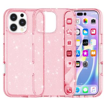 iPhone 16 Pro Max Stylish Glitter Series Hybrid Cover - Pink