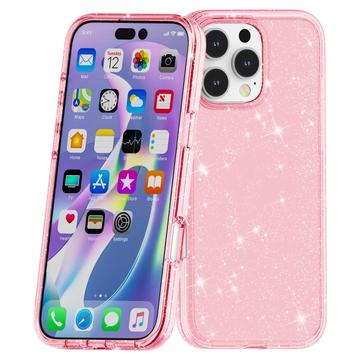 iPhone 16 Pro Max Stylish Glitter Series Hybrid Cover - Pink
