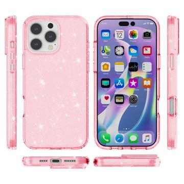 iPhone 16 Pro Max Stylish Glitter Series Hybrid Cover - Pink