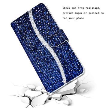 iPhone 16 Pro Max Stilfuldt glitterpungetui - blå