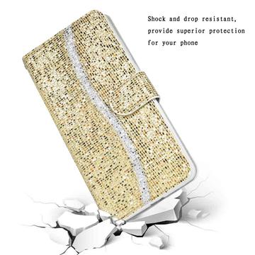 iPhone 16 Pro Max Stilfuldt glitterpungetui - guld