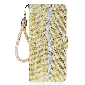 iPhone 16 Pro Max Stilfuldt glitterpungetui - guld