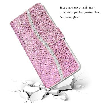iPhone 16 Pro Max Stilfuldt glitterpungetui - pink