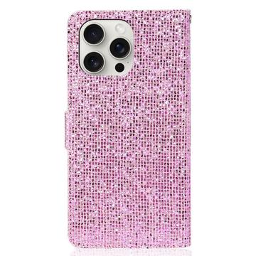 iPhone 16 Pro Max Stilfuldt glitterpungetui - pink