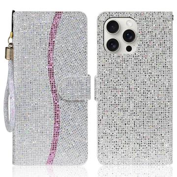 iPhone 16 Pro Max Stilfuldt glitterpungetui - sølv