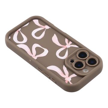 iPhone 16 Pro Max Stilfuldt stødsikkert TPU cover med forhøjede kanter - Brun / Stor sløjfe