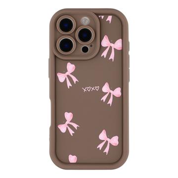 iPhone 16 Pro Max Stilfuldt stødsikkert TPU cover med forhøjede kanter - Brun / Sløjfe