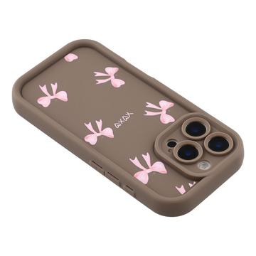 iPhone 16 Pro Max Stilfuldt stødsikkert TPU cover med forhøjede kanter - Brun / Sløjfe