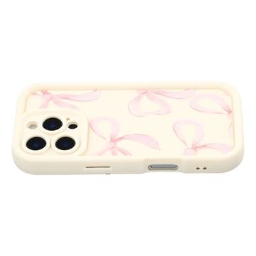 iPhone 16 Pro Max Stilfuldt stødsikkert TPU cover med forhøjede kanter - hvid / stor sløjfe