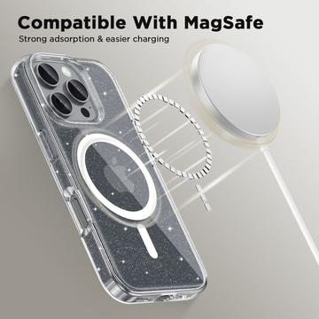 iPhone 16 Pro Max Tech-Protect Flexair Glitter Magnetisk Hybrid Cover - Gennemsigtig