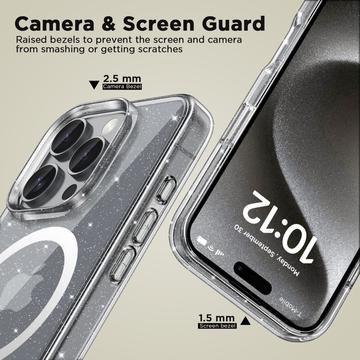 iPhone 16 Pro Max Tech-Protect Flexair Glitter Magnetisk Hybrid Cover - Gennemsigtig