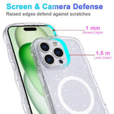 iPhone 16 Pro Max Wave-Edge Laser Glitter MagSafe Cover - Klar