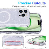 iPhone 16 Pro Max Wave-Edge Laser Glitter MagSafe Cover - Klar