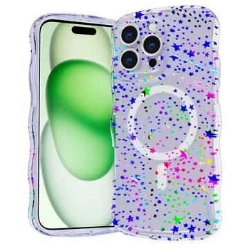 iPhone 16 Pro Max Wave-Edge Laser Glitter MagSafe Cover - stjerne