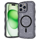 iPhone 16 Pro Max Wave-Edge Laser Glitter MagSafe Cover - Gennemsigtig sort