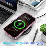 iPhone 16 Pro Max Wave-Edge Laser Glitter MagSafe Cover - Gennemsigtig pink