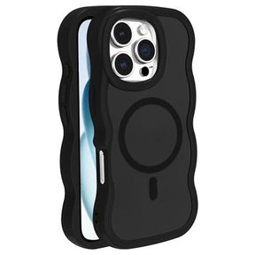 iPhone 16 Pro Max Bølgekant magnetisk hybrid cover - sort