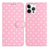 iPhone 16 Pro Pung Etui med Prikket Mønster - Pink