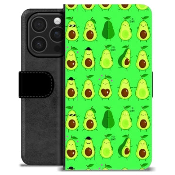 iPhone 16 Pro Premium Flip Cover med Pung - Avocadomønster