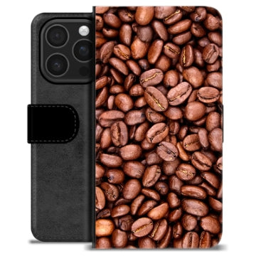 iPhone 16 Pro Premium Flip Cover med Pung - Kaffebønner