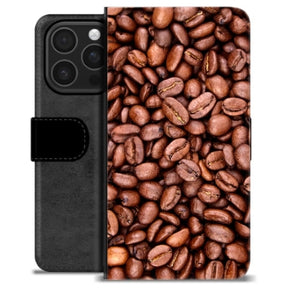 iPhone 16 Pro Premium Flip Cover med Pung - Kaffebønner