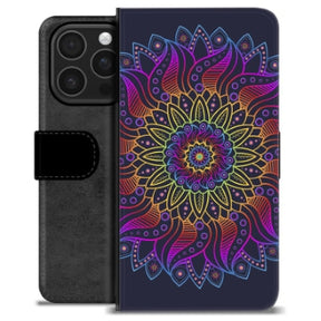 iPhone 16 Pro Premium Flip Cover med Pung - Farverig Mandala