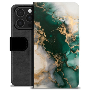 iPhone 16 Pro Premium Flip Cover med Pung - Jade Marmor