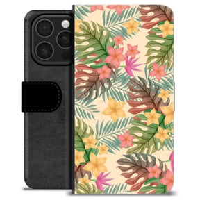 iPhone 16 Pro Premium Flip Cover med Pung - Lyserøde Blomster