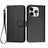 iPhone 16 Pro Premium Wallet-etui med rem - kulfiberstruktur - kulsort
