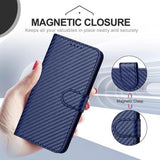 iPhone 16 Pro Premium Wallet-etui med rem - kulfiberstruktur - Kulstofblå