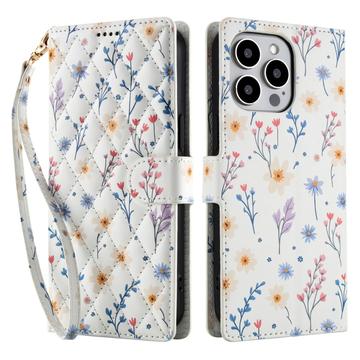 iPhone 16 Pro Rhombisk Blomsterpung - farverige blomster