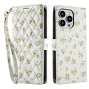 iPhone 16 Pro Rhombisk Blomsterpung - gule blomster