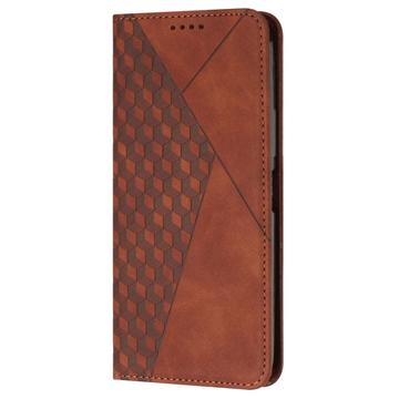 iPhone 16 Pro Rombe Mønster Pung Cover med magnetisk lukning - Brun