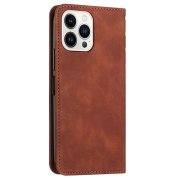 iPhone 16 Pro Rombe Mønster Pung Cover med magnetisk lukning - Brun