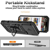 iPhone 16 Pro Roterende Ring Hybrid Cover med Kameraskjold - Sort