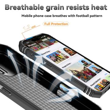 iPhone 16 Pro Roterende Ring Hybrid Cover med Kameraskjold - Sort