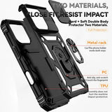iPhone 16 Pro Roterende Ring Hybrid Cover med Kameraskjold - Sort