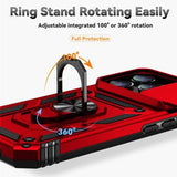 iPhone 16 Pro Roterende Ring Hybrid Cover med Kameraskjold - Rød