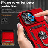 iPhone 16 Pro Roterende Ring Hybrid Cover med Kameraskjold - Rød