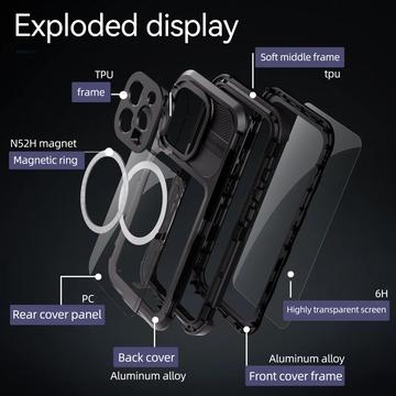 iPhone 16 Pro Shellbox M Series IP68 vandtæt cover - dykkercover med MagSafe-kompatibilitet - Sort