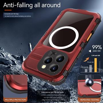 iPhone 16 Pro Shellbox M Series IP68 vandtæt cover - dykkercover med MagSafe-kompatibilitet - rød