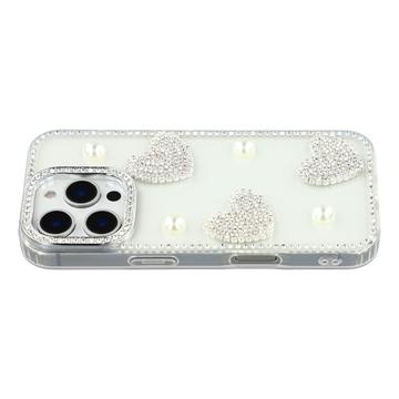 iPhone 16 Pro Funklende Kærlighed og Perle Hybrid Cover - gennemsigtig