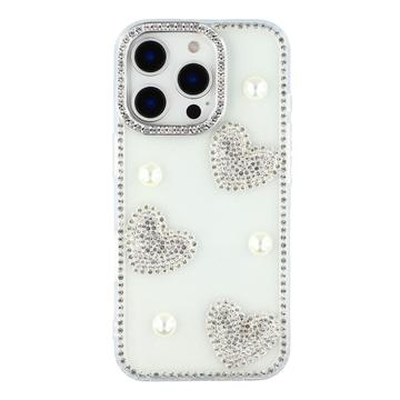 iPhone 16 Pro Funklende Kærlighed og Perle Hybrid Cover - gennemsigtig