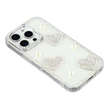 iPhone 16 Pro Funklende Kærlighed og Perle Hybrid Cover - gennemsigtig