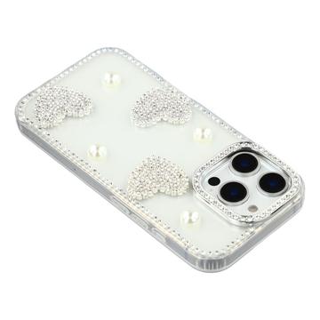 iPhone 16 Pro Funklende Kærlighed og Perle Hybrid Cover - gennemsigtig